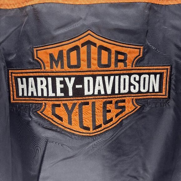 Harley-Davidson Jacket 2XL Black Orange Bar Shield Racing Bomber 97068-00V VTG - Picture 1 of 9
